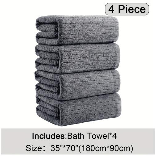 Four-piece Grey Bath Towel Set, Highly Absorbent, Quick-drying, Lint-free, Skin-friendly, Thickened And Durable. A Must-have For Your Home Bathroom, Practical And Stylish.