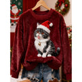 3D Digital Print Pattern Christmas Women's Flannel Sweatshirt