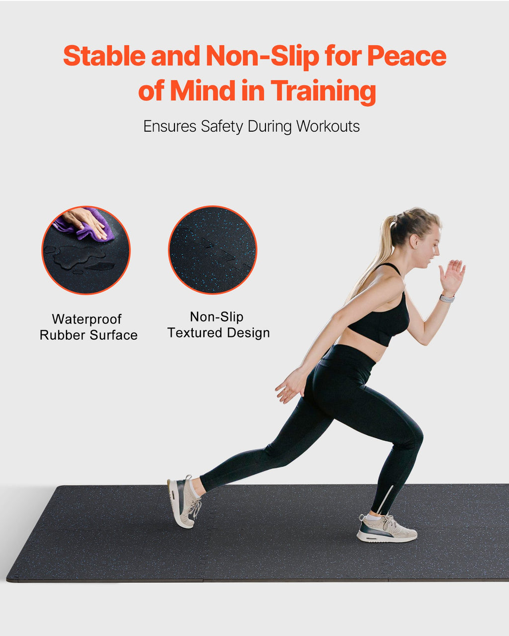 0.56 Inch Thick Gym Floor Mats, 25 Tiles Rubber Top With EVA Foam, 25" X 25" Gym Flooring Workout Mats With 100sq.ft Coverage, Interlocking Puzzle Gym Mats For Gym, Home, Garage, Black & Blue