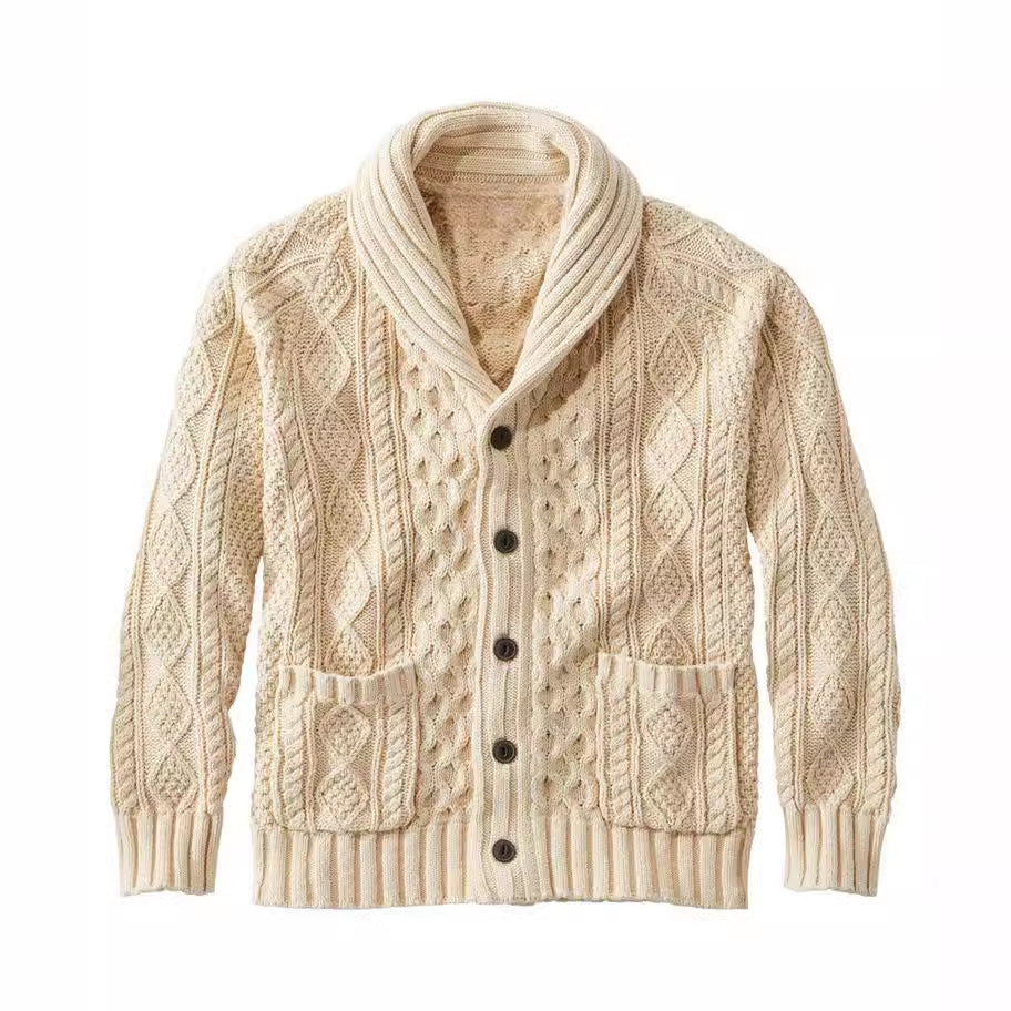Knitted Lapel Cardigan Casual Sweater For Men