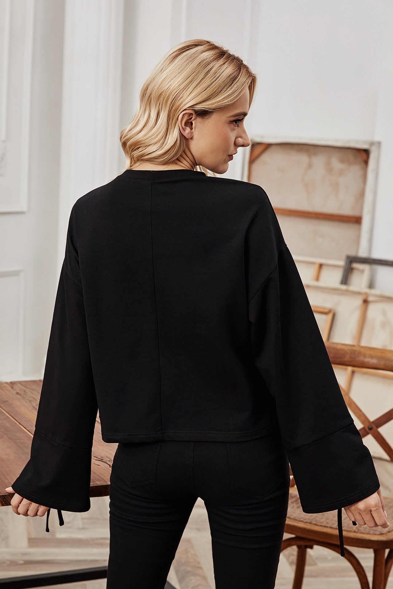 Long-sleeved solid color basic base shirt t-shirt