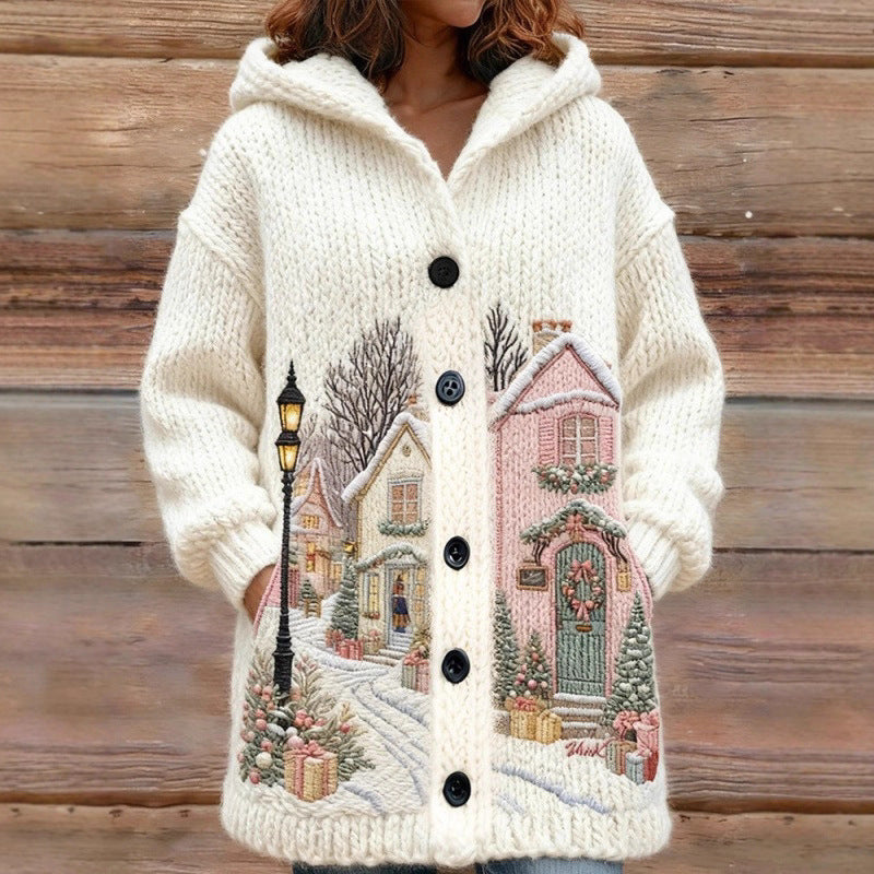 Women's Casual Printed Cardigan Loose Fitting Long Coat