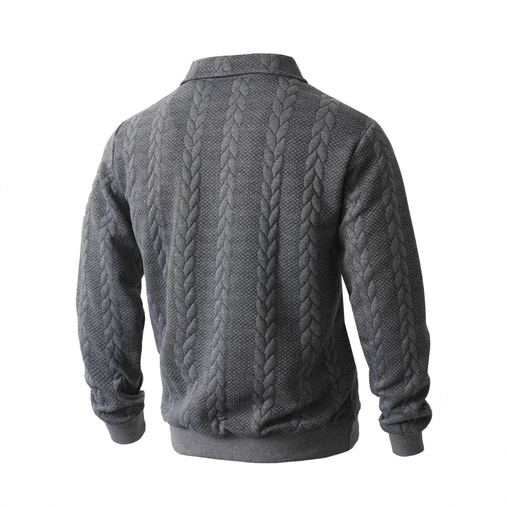 Men's Fashion Jacquard Lapel Long Sleeve Sweater