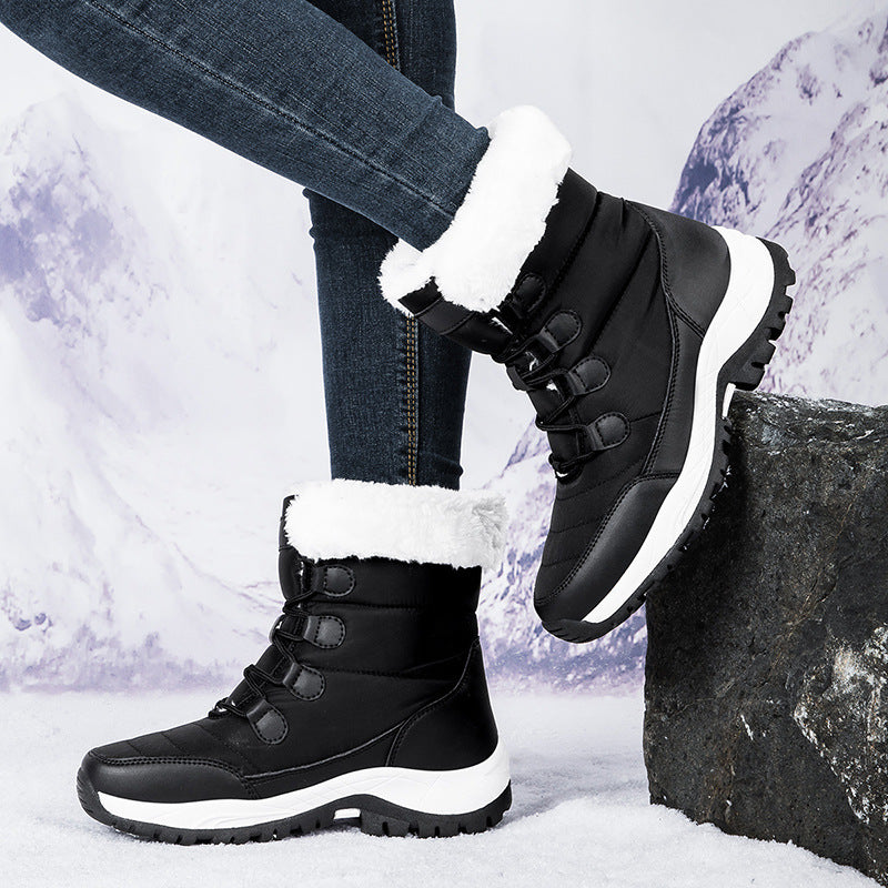 Fleece-lined Thickened Warm Wear-resistant Outdoor Hiking Shoes