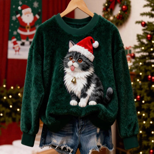 3D Digital Print Pattern Christmas Women's Flannel Sweatshirt