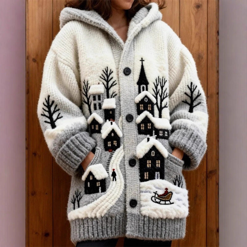 Women's Casual Printed Cardigan Loose Fitting Long Coat