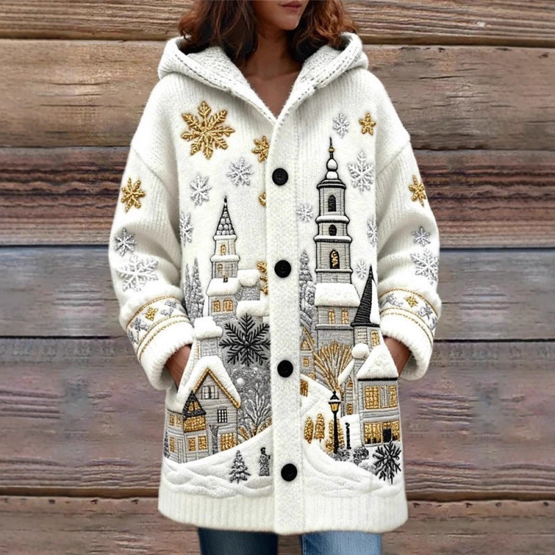 Women's Casual Printed Cardigan Loose Fitting Long Coat