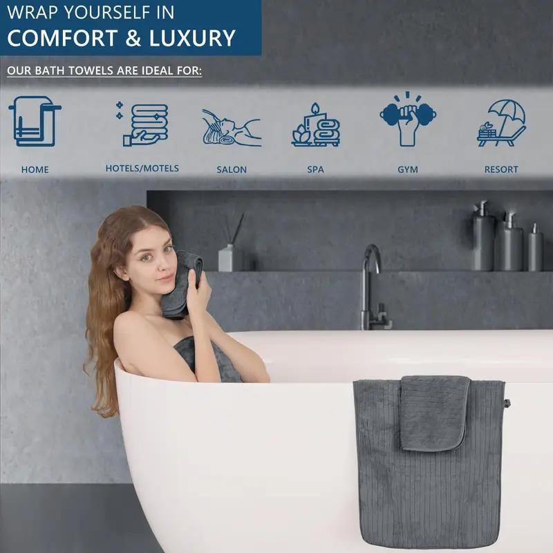 Four-piece Grey Bath Towel Set, Highly Absorbent, Quick-drying, Lint-free, Skin-friendly, Thickened And Durable. A Must-have For Your Home Bathroom, Practical And Stylish.