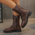 Flat Mid-calf Lace-up Boots For Women