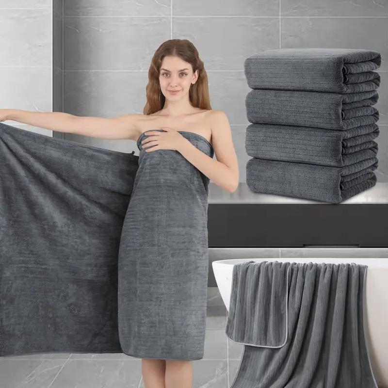 Four-piece Grey Bath Towel Set, Highly Absorbent, Quick-drying, Lint-free, Skin-friendly, Thickened And Durable. A Must-have For Your Home Bathroom, Practical And Stylish.