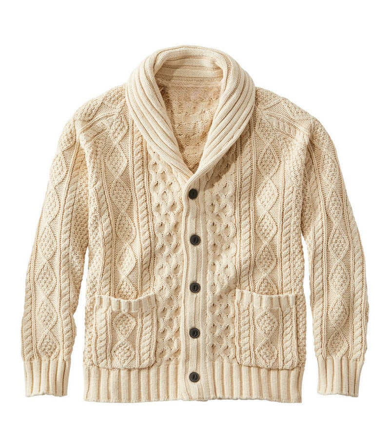 Knitted Lapel Cardigan Casual Sweater For Men