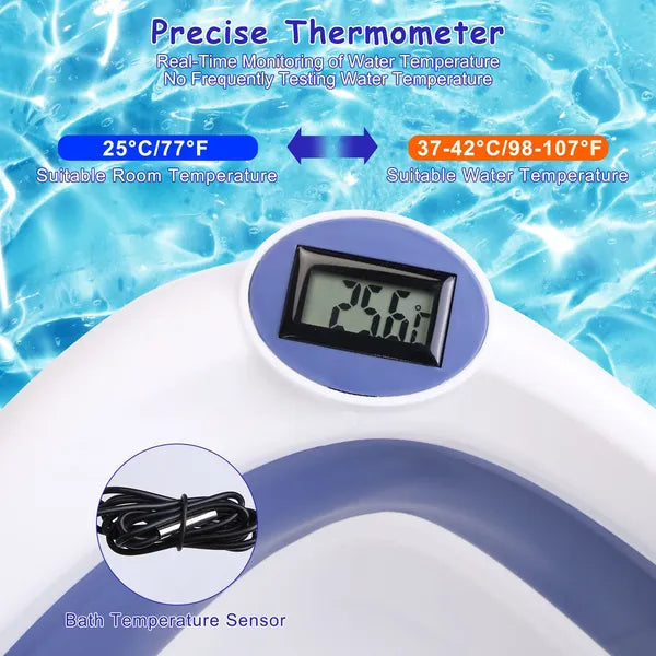 Baby Bath Tub With Thermometer Collapsible Travel-Friendly 0-24Months Baby Bathtub