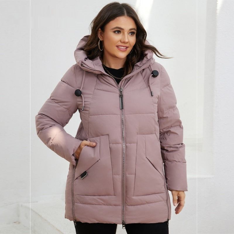 Fashionable Casual Winter Outerwear Cotton Padded Jacket With Hood And Zipper